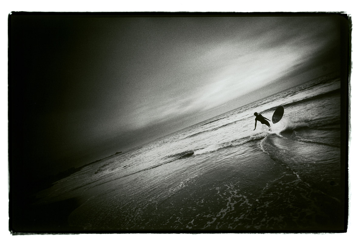The January storm was blowing in off the ocean but a tough handful braved the beach